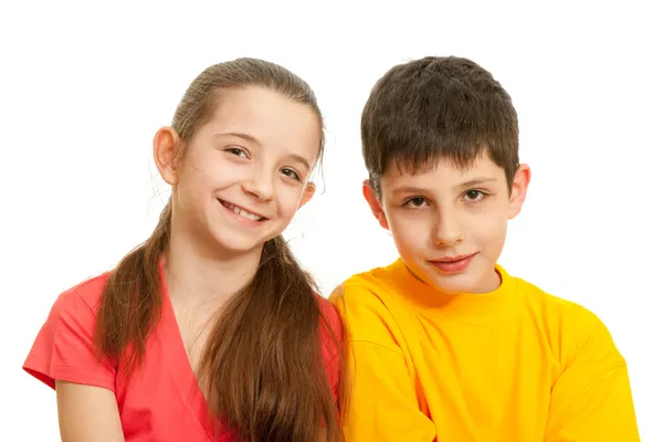 Portrait of two smiling kids — Stock Photo, Image