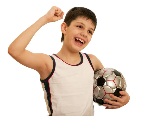 Smile of a football winner — Stock Photo, Image