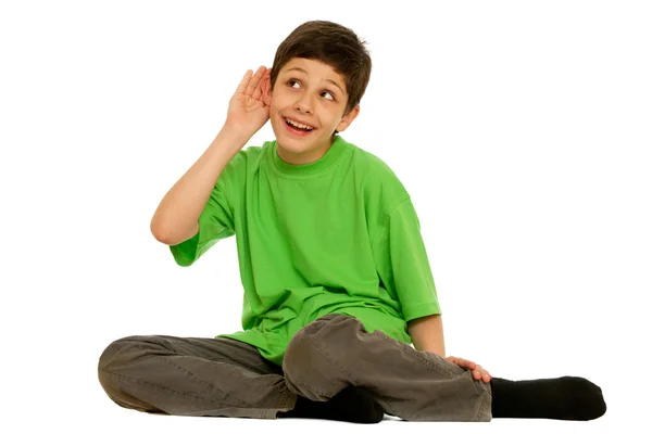 Kid trying to hear more — Stock Photo, Image