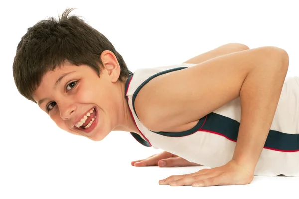 Sporty boy pushing up — Stock Photo, Image