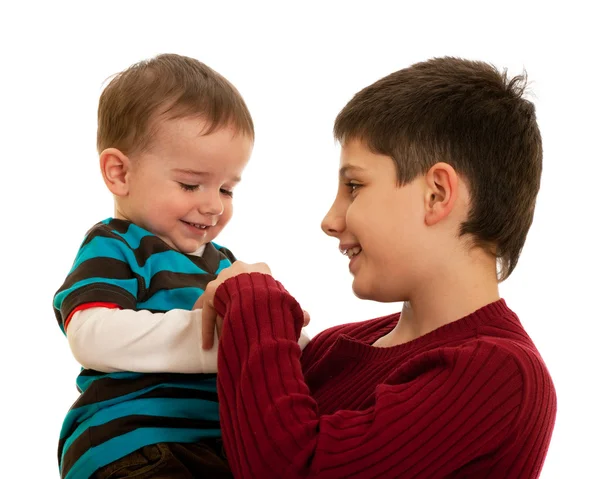 Two brothers are playing with their hands — Stock Photo, Image