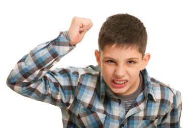 Disgusting boy in street fighting clipart