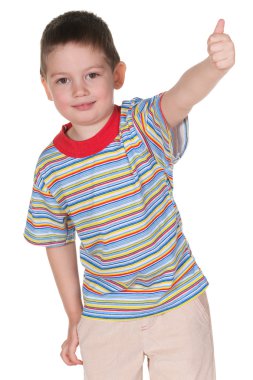 Happy kid holding thumb up clipart