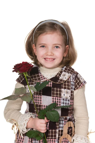 Hezká dívka s růží — Stock fotografie