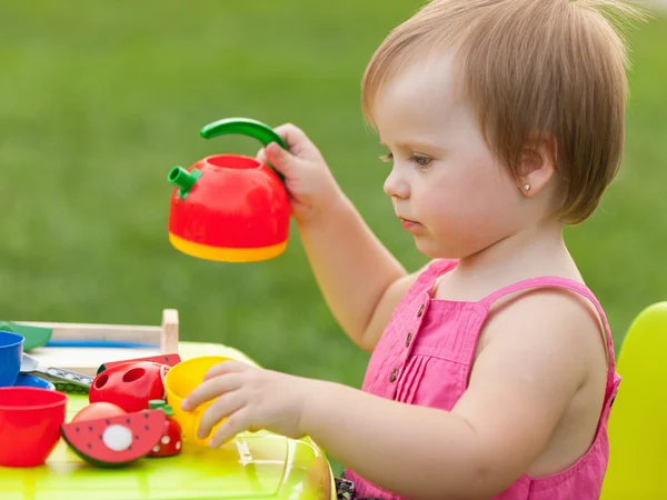 Tea party of a little girl — Stock Photo, Image