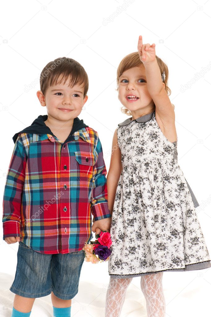 Cheerful children with flowers