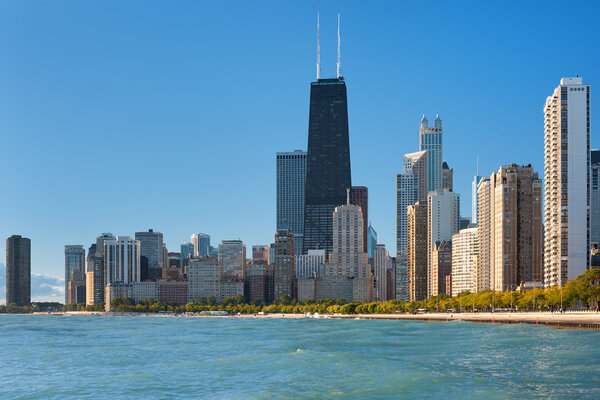 View of the city of Chicago from Michigan lake, GPS information is in the file