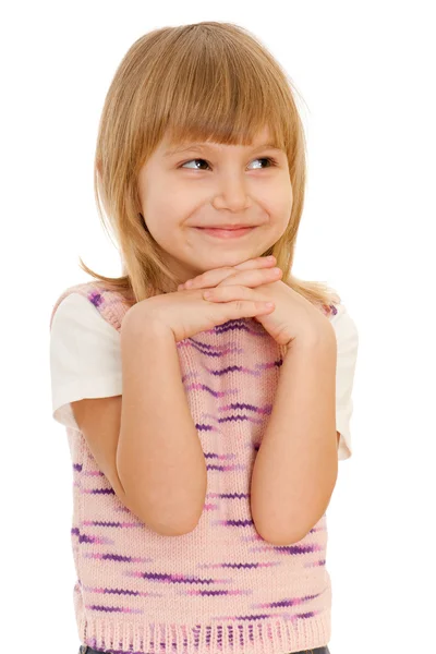Веселая маленькая девочка в розовом — стоковое фото