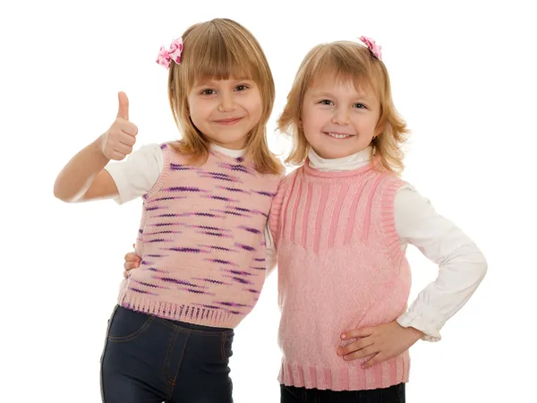 Two cheerful little girls — Stock Photo, Image