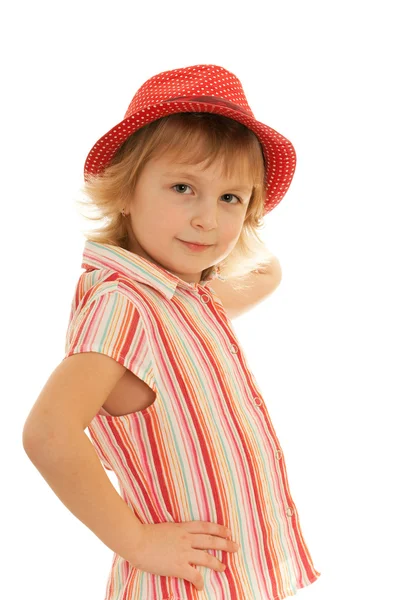 Mode kleines Mädchen in gestreifter Bluse — Stockfoto