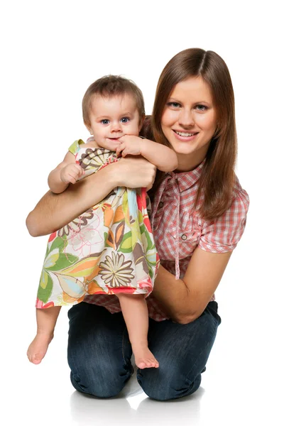 Baby meisje met haar moeder — Stockfoto