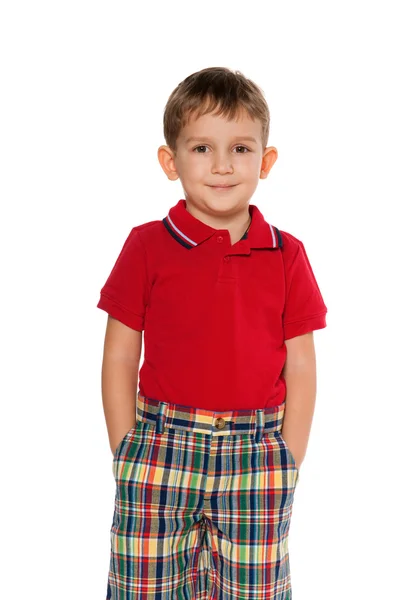 Küçük çocuk kırmızı moda — Stok fotoğraf