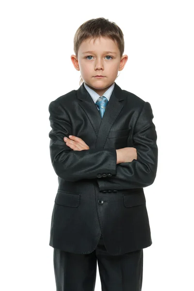 Confident little boy in suit — Stock Photo, Image