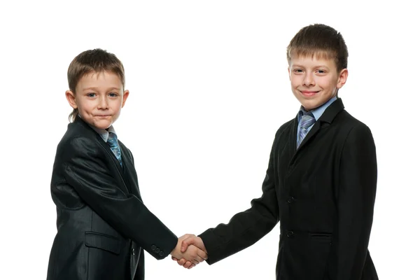 握手的两名男生 — 图库照片