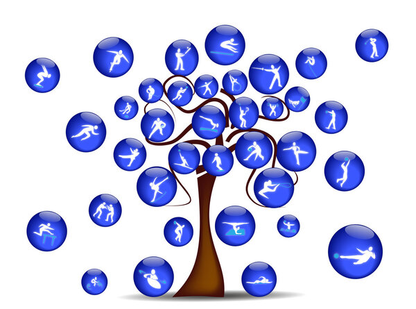 Абстрактная иллюстрация со спортивными иконами
