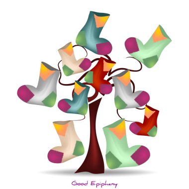 Tree with socks of the Epiphany clipart