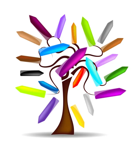 Illustrazione con albero e frecce leggere — Vettoriale Stock