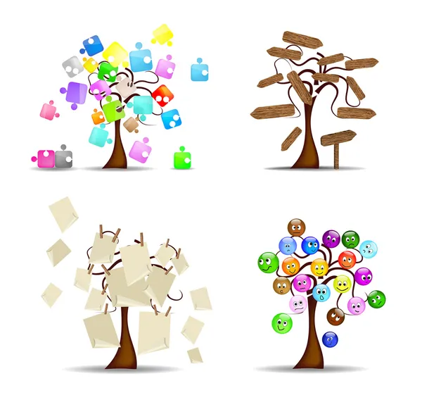 Ensemble original d'arbres — Image vectorielle