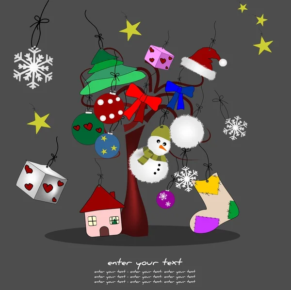 Decoraciones originales del árbol de Navidad y agradable — Vector de stock
