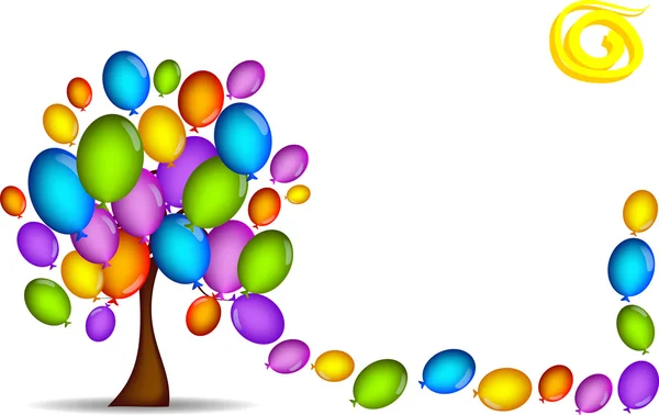 Sfondo con albero di palloncini — Stok Vektör