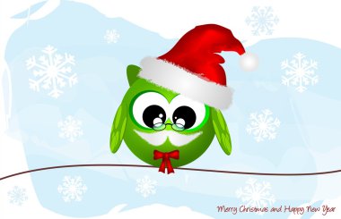 Owl Santa Claus clipart