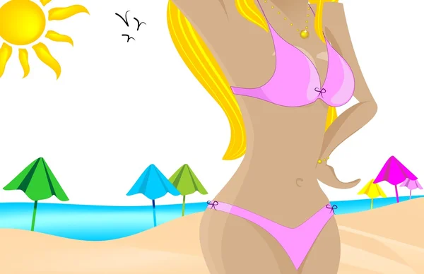 Illustration avec fille en bikini — Image vectorielle