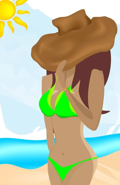 Illustration with girl in bikini — Stock Vector