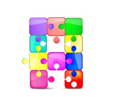 Letter A with colorful puzzle clipart