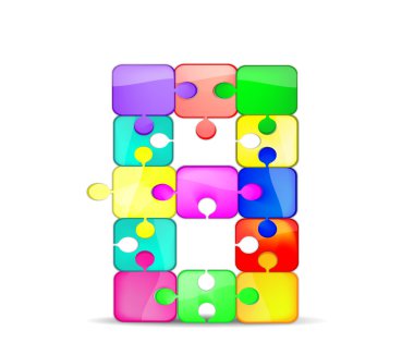 Letter B with colorful puzzle clipart