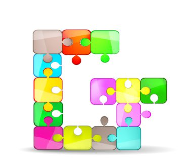 Letter G with colorful puzzle clipart