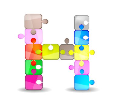 Letter H with colorful puzzle clipart