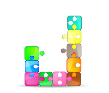 Letter J with colorful puzzle clipart