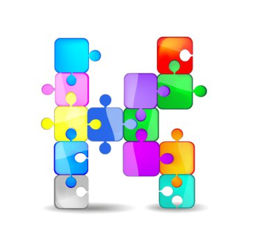 Letter K with colorful puzzle clipart