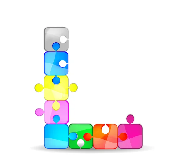 Alfabet l met kleurrijke puzzel — Stockvector