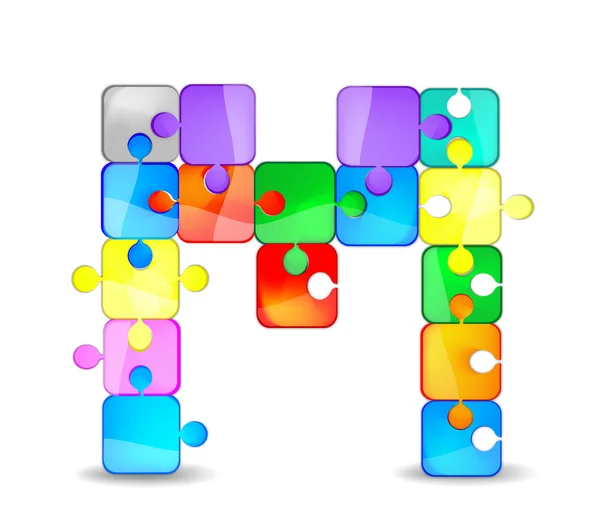 Lettre M avec puzzle coloré — Image vectorielle