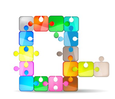 Letter Q with colorful puzzle clipart