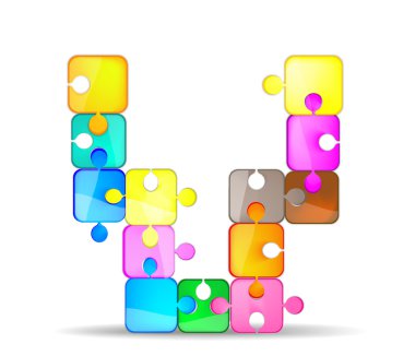 Letter V with colorful puzzle clipart