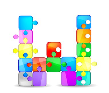 Letter W with colorful puzzle clipart