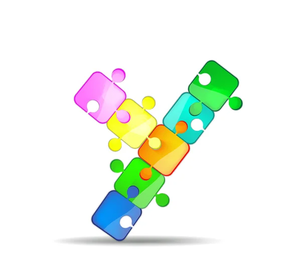 Lettre Y avec puzzle coloré — Image vectorielle