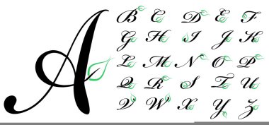 Letters with green leaf clipart