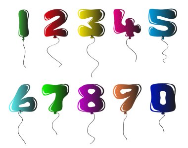 Pretty numbers balloon-shaped clipart