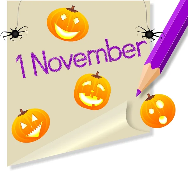 Post it "November 1" Halloween party — Stock Vector