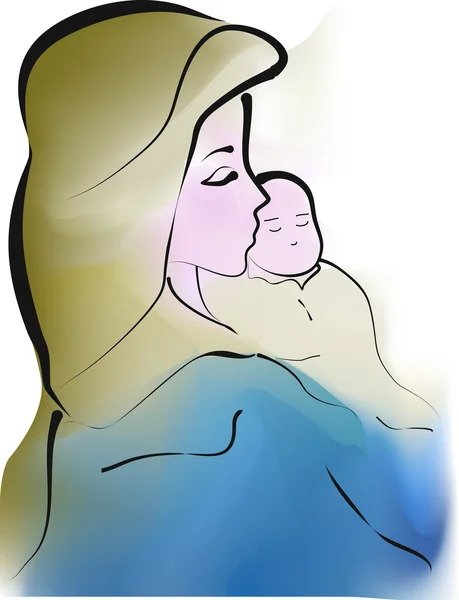 Madonna con Gesù Bambino — Stockvector