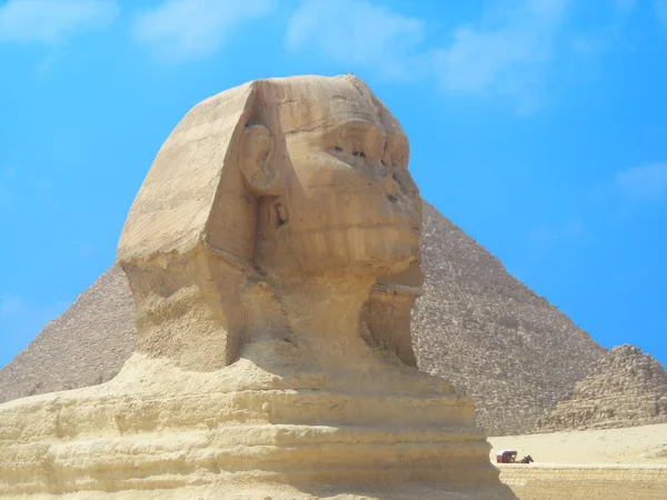 The Sphinx and the Pyramid on the Giza plateau — Stock Photo, Image