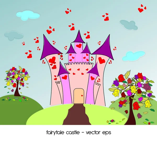 Château d'amour avec des roses — Image vectorielle