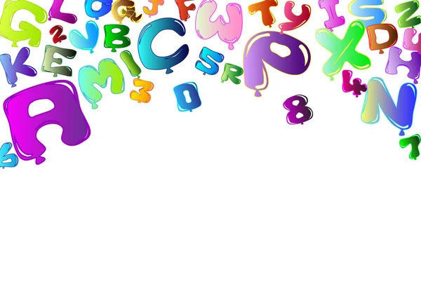 Hintergrund mit Luftballons in Form von Buchstaben und Zahlen — Stockvektor