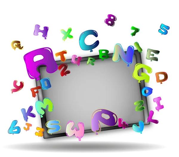 Kaarten en ballonnen in de vorm van de letters en cijfers — Stockvector
