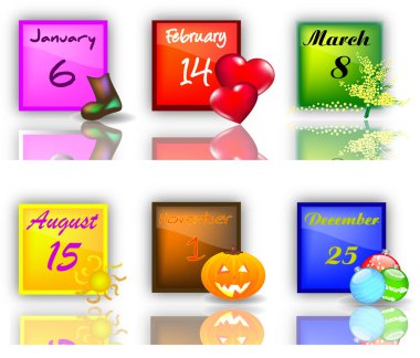 Set buttons with Holidays clipart