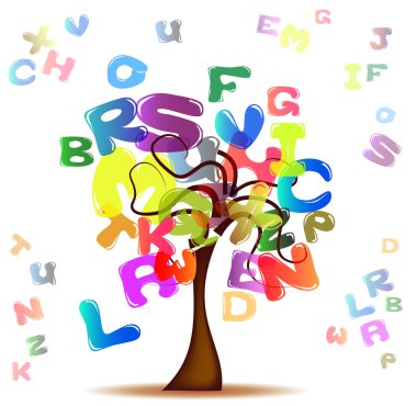renkli harfler ile ağacı