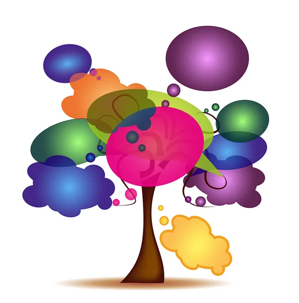 Δέντρο με πολύχρωμο κινούμενα σχέδια — Διανυσματικό Αρχείο